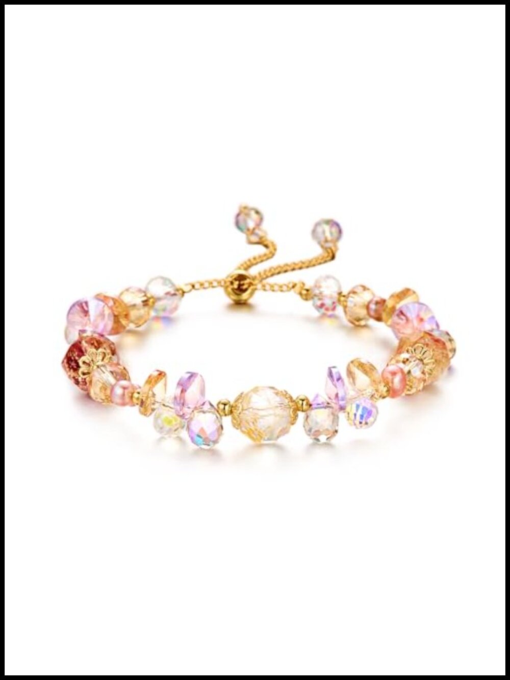 Spiritual Crystal Bracelet Set, Adjustable Rainbow Bead Healing Jewelry